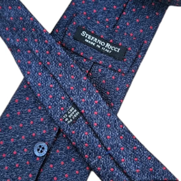 STEFANO RICCI XL Blue Polka Dot Silk LUXURY Tie ITALY - Picture 2 of 4